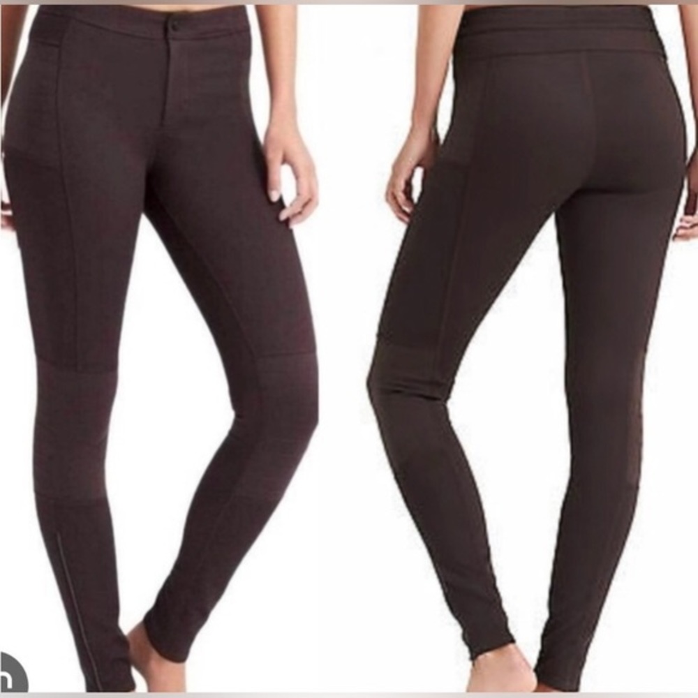 Athleta Trailsetter Ponte Motion Brown Stretchy Skinny Pants.